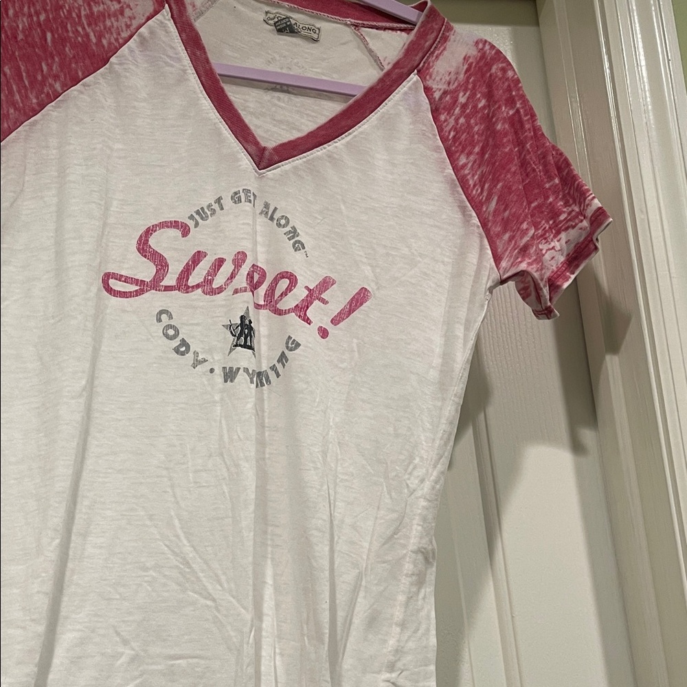 Pink and White Graphic Tee